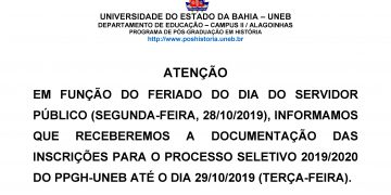 PPGH prorroga prazo para recepção de documentos da Seleção 2019/2020